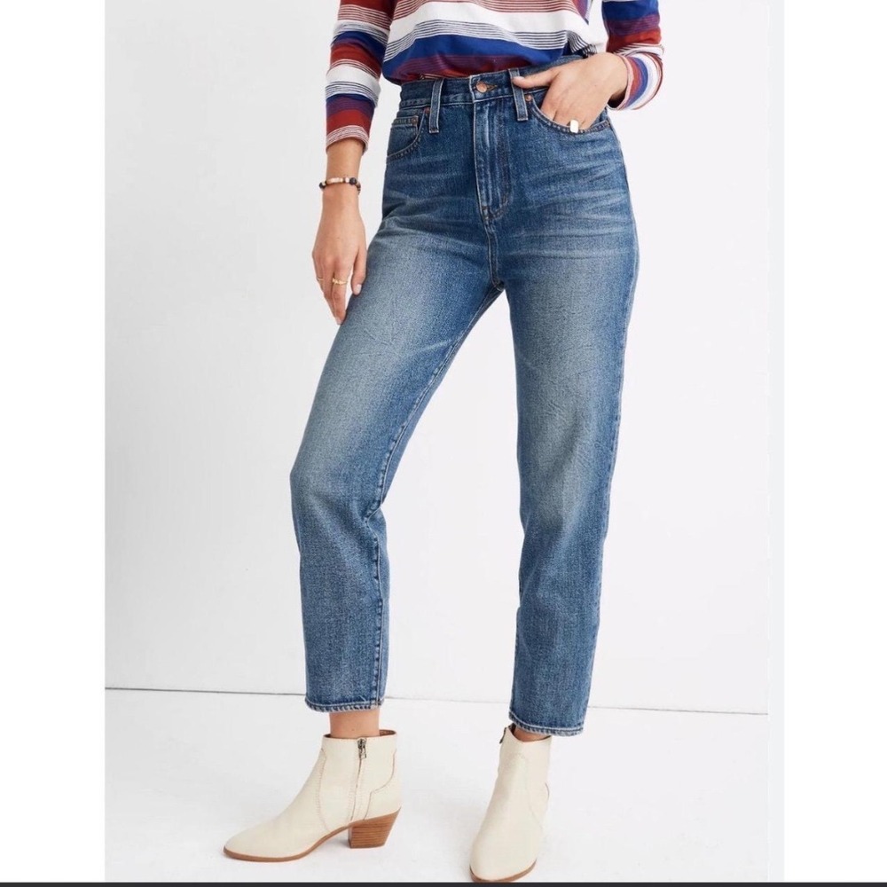 Madewell The Momjean High Rise Tapered Leg Jeans Medium Wash Size 26